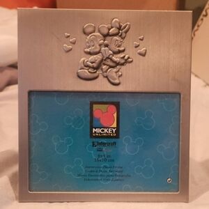 DISNEY ANTIQUE Silver Photo Frame MICKEY AND MINNIE